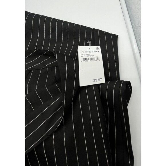 19 Cooper Front Seam Wide Leg Pants In Black/ White Stripes, Sz. L - Picture 8 of 10